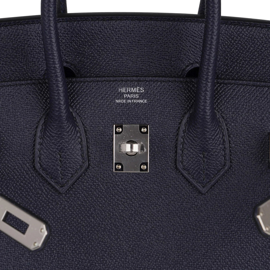 Birkin Sellier 25 Bag Blue Indigo Epsom Leather with Palladium Hardware
