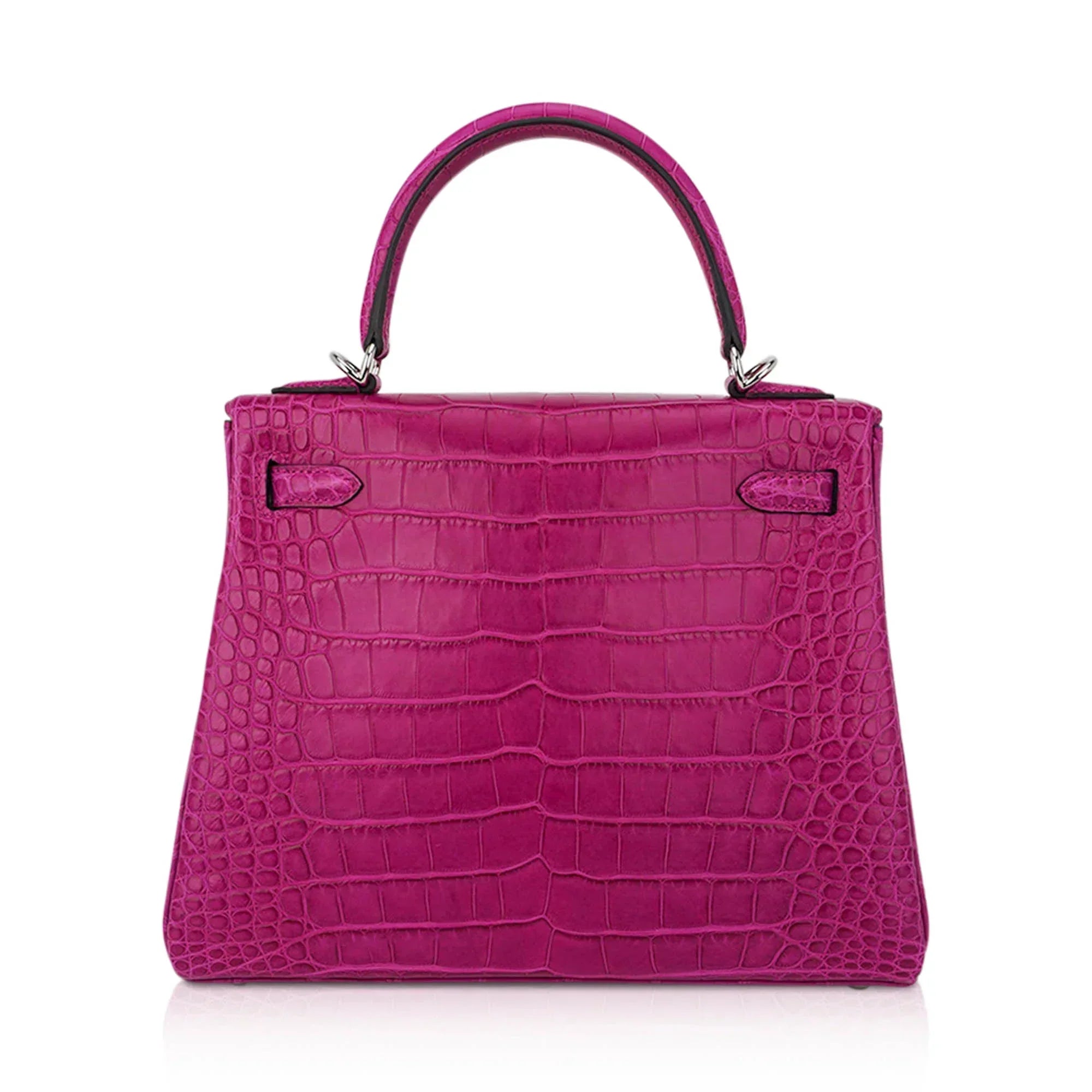 Kelly 25 Retourne Bag Rose Scheherazade Matte Alligator with Palladium Hardware
