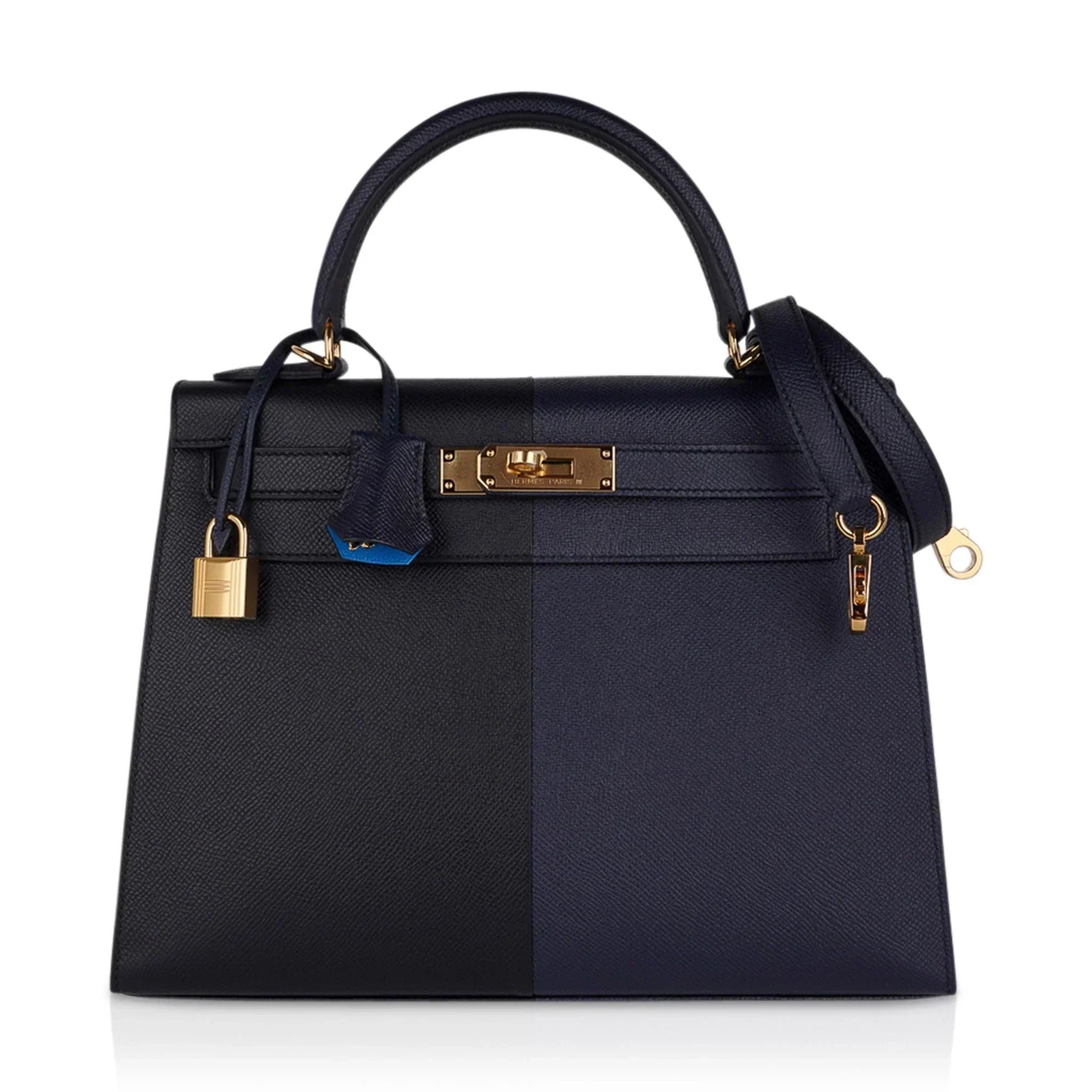 Kelly Casaque 28 Bag Black / Bleu Indigo Sellier Limited Edition