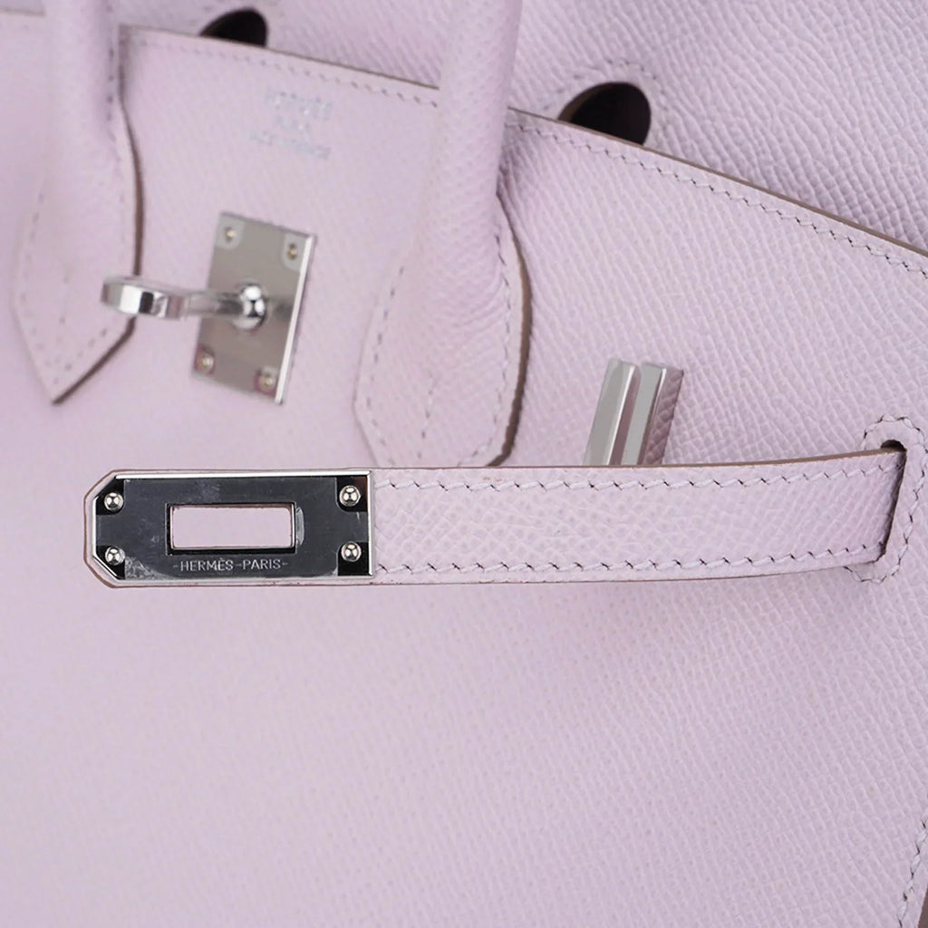 Birkin 25 Bag Sellier Mauve Pale Epsom Leather with Palladium Hardware