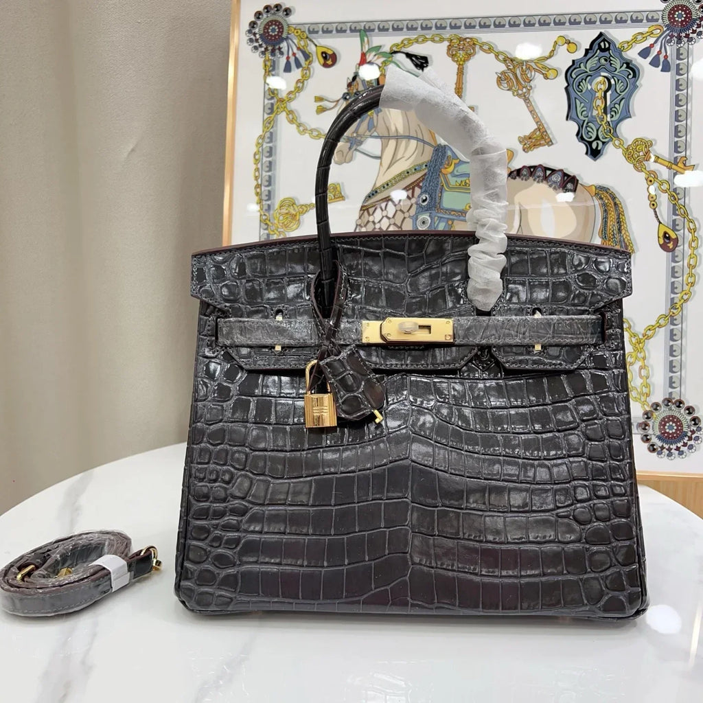 Birkin Black Matte Niloticus Crocodile Gold Hardware