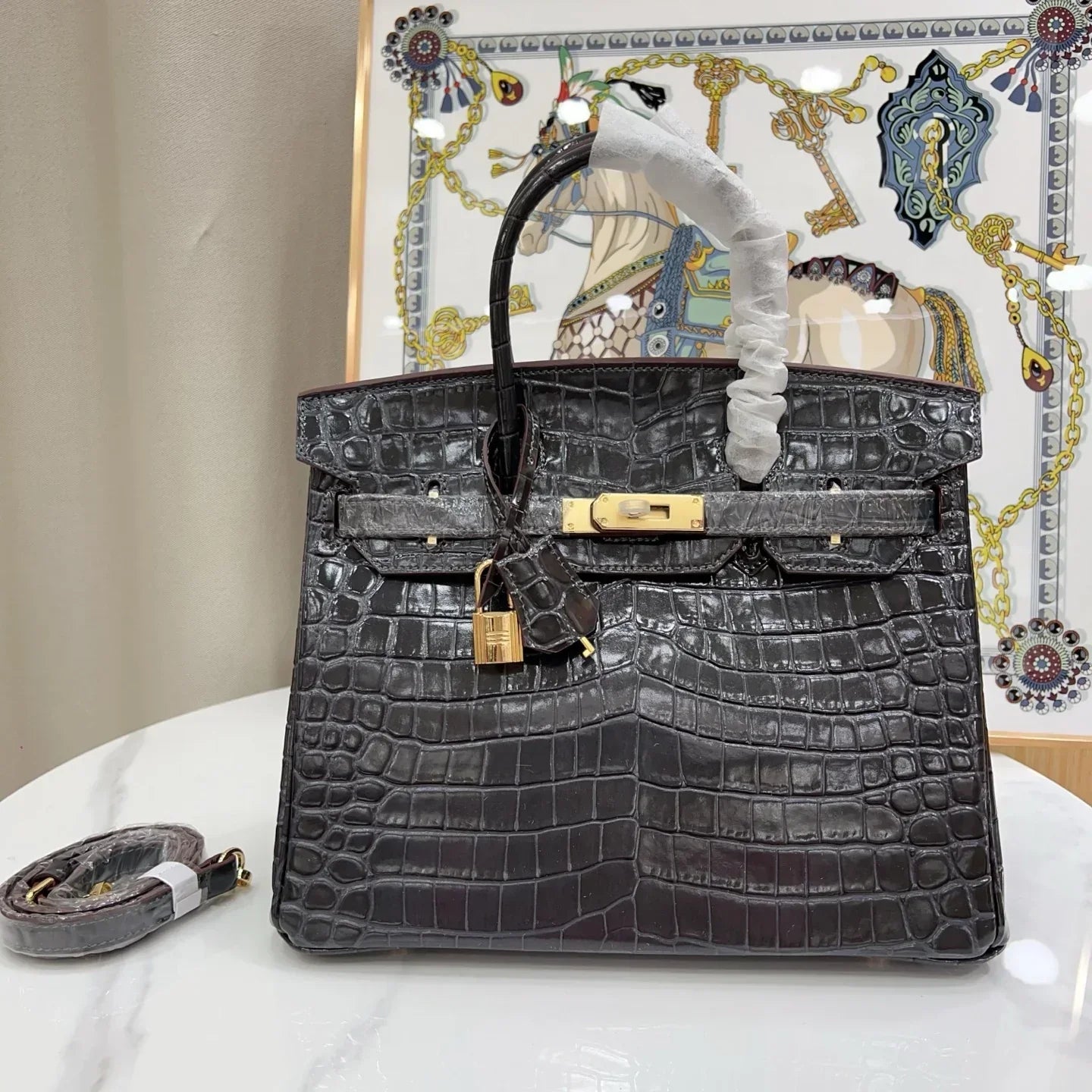 Birkin Black Matte Niloticus Crocodile Gold Hardware