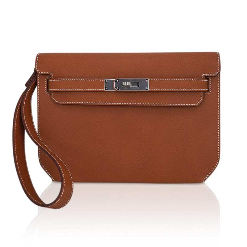 Kelly Depeches 25 Pouch Fauve Galop D’ Vache Palladium Hardware