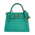 Kelly 28 Bag Vert Jade Matte Alligator Gold Hardware