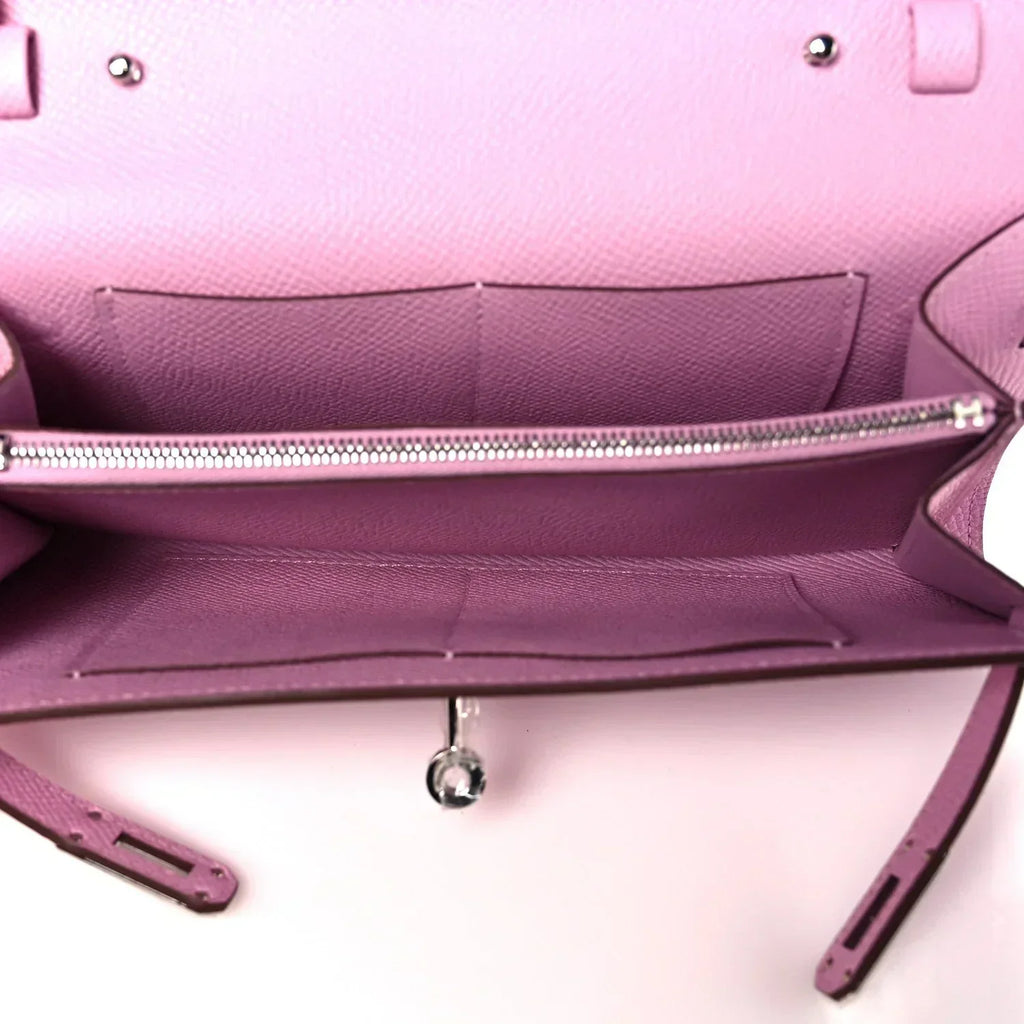 Kelly To Go Wallet Mauve Sylvestre Epsom Palladium Hardware