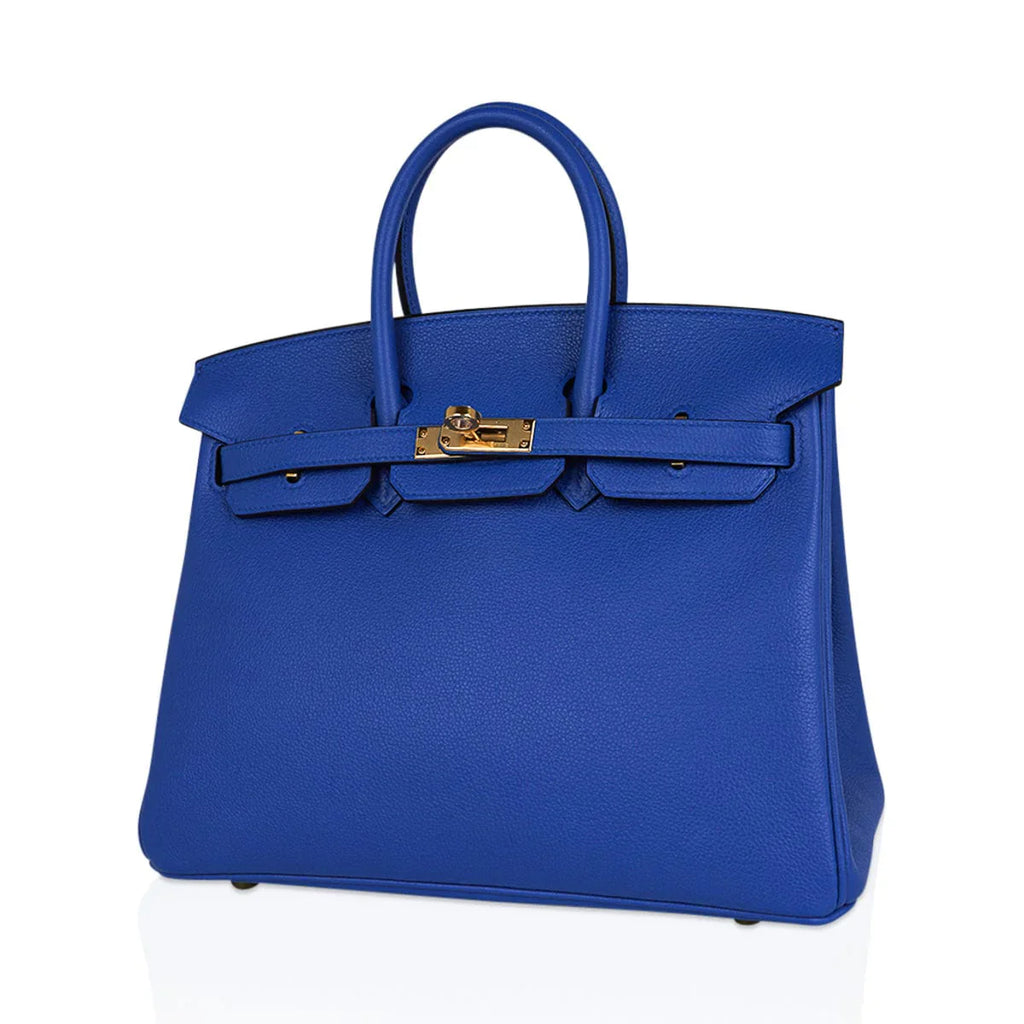 Birkin 25 Bag Blue Zellige Novillo Leather with Gold Hardware
