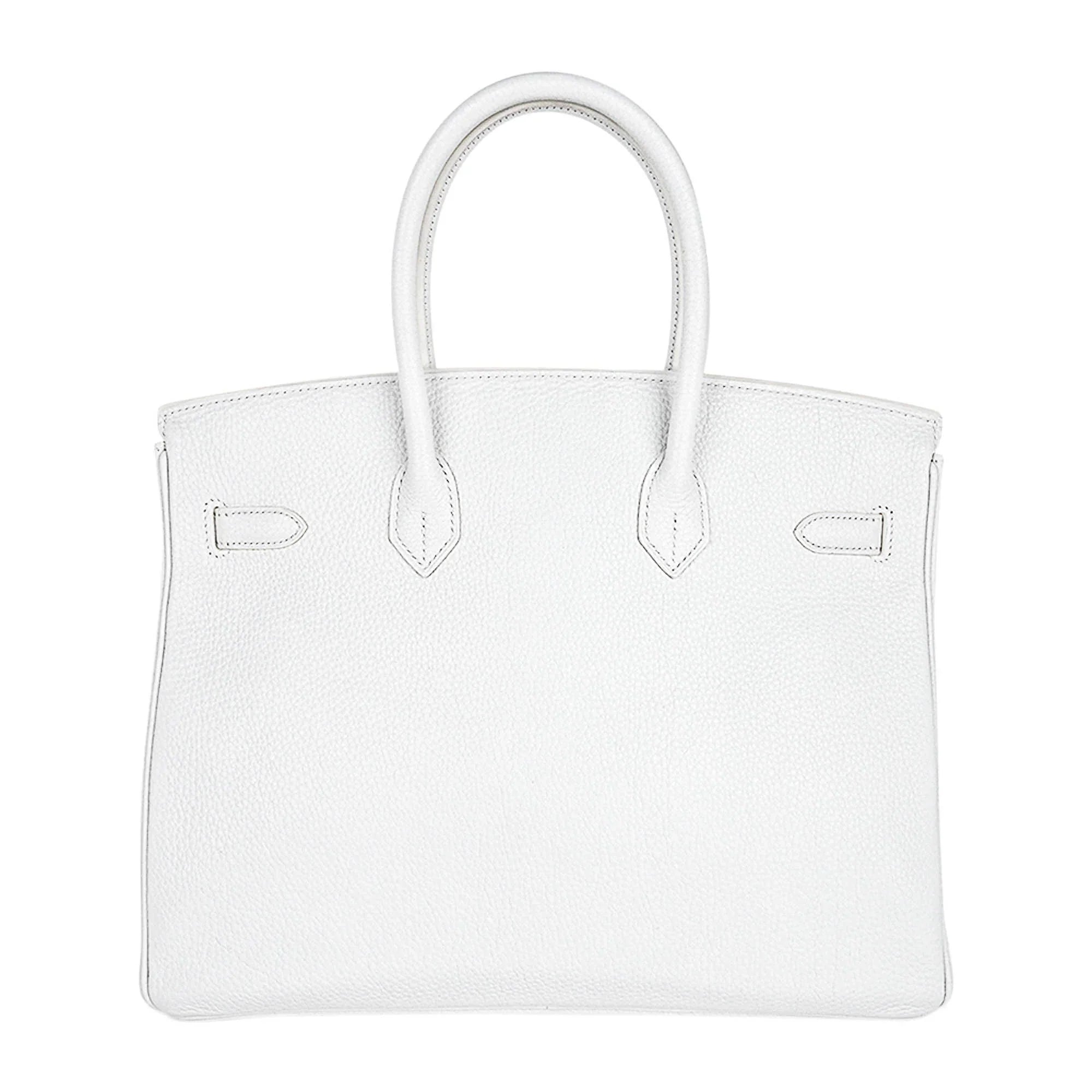 Birkin 35 Bag White Clemence Leather with Palladium Hardware