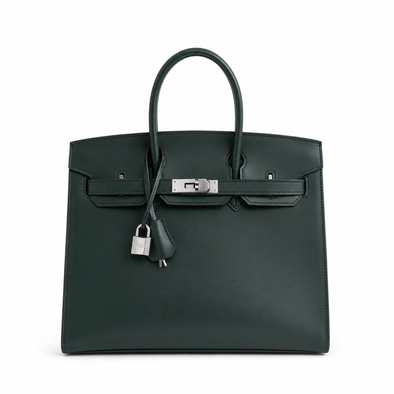 Birkin 30 Style Sellier in Vert Cypress Smooth Leather (Palladium Hardware)