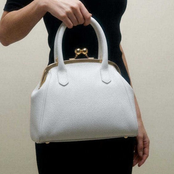 White Structured Frame Evening Bag