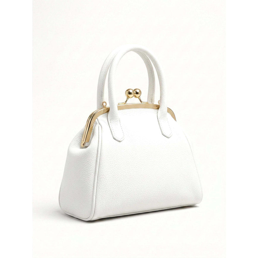White Structured Frame Evening Bag