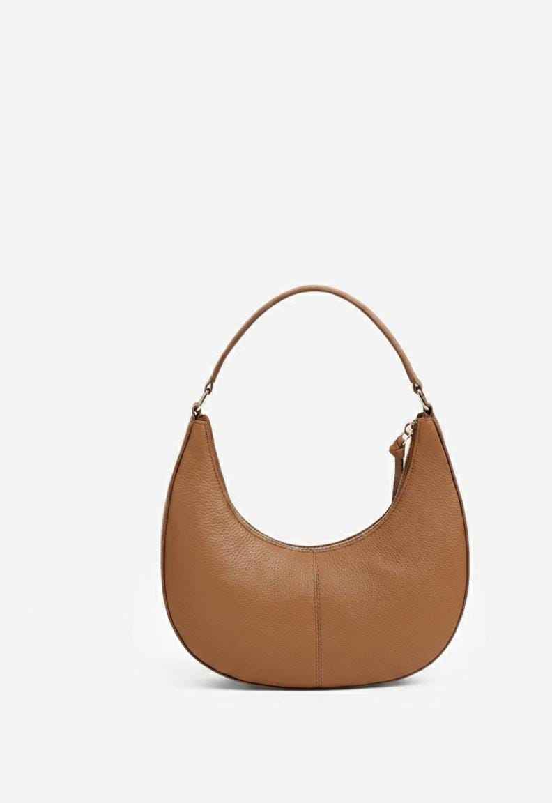 Tan Leather Crescent Hobo Shoulder Bag