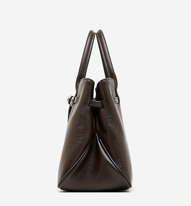 Vintage Belt Buckle Leather Tote Bag