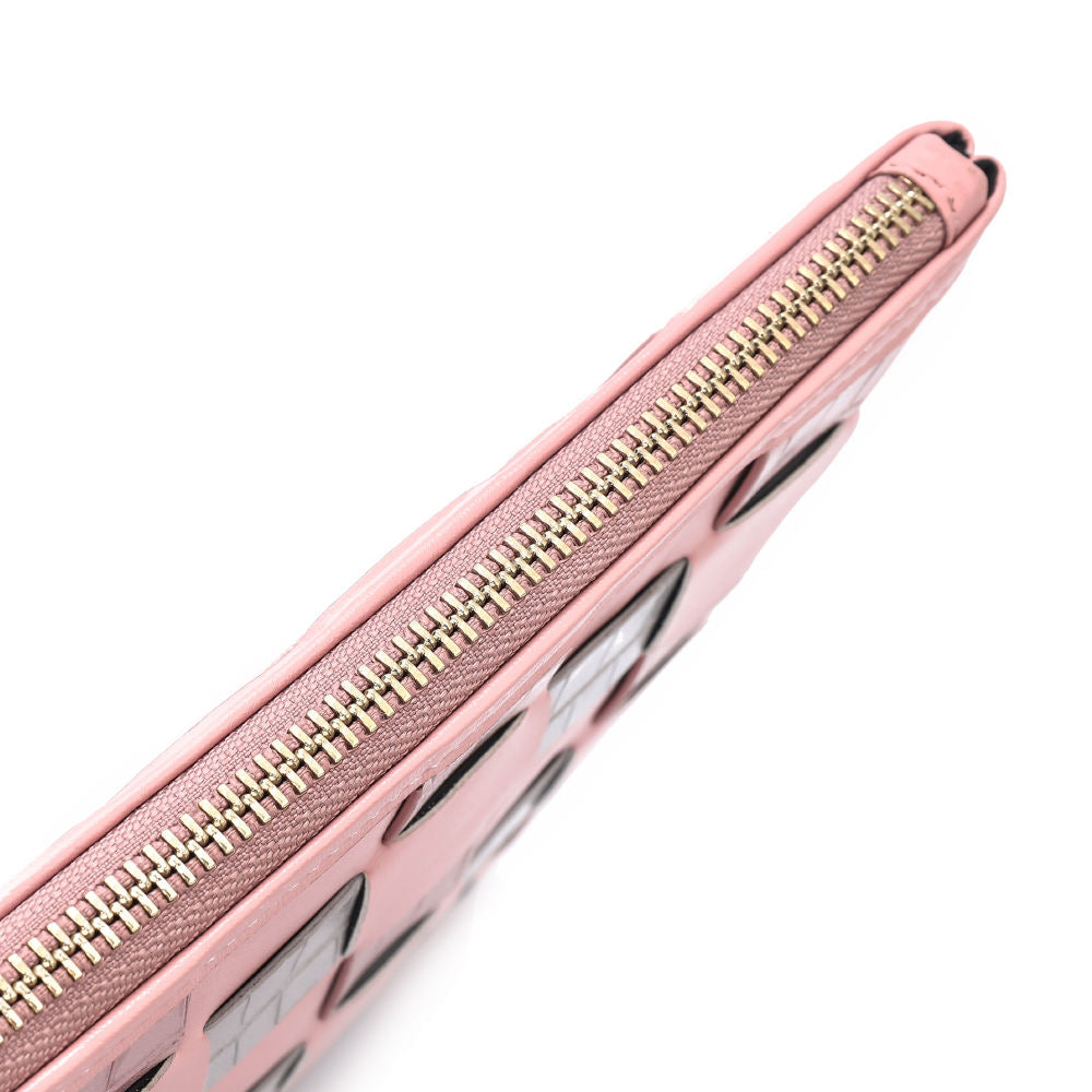 Pink & Grey Woven Checker Wristlet Pouch