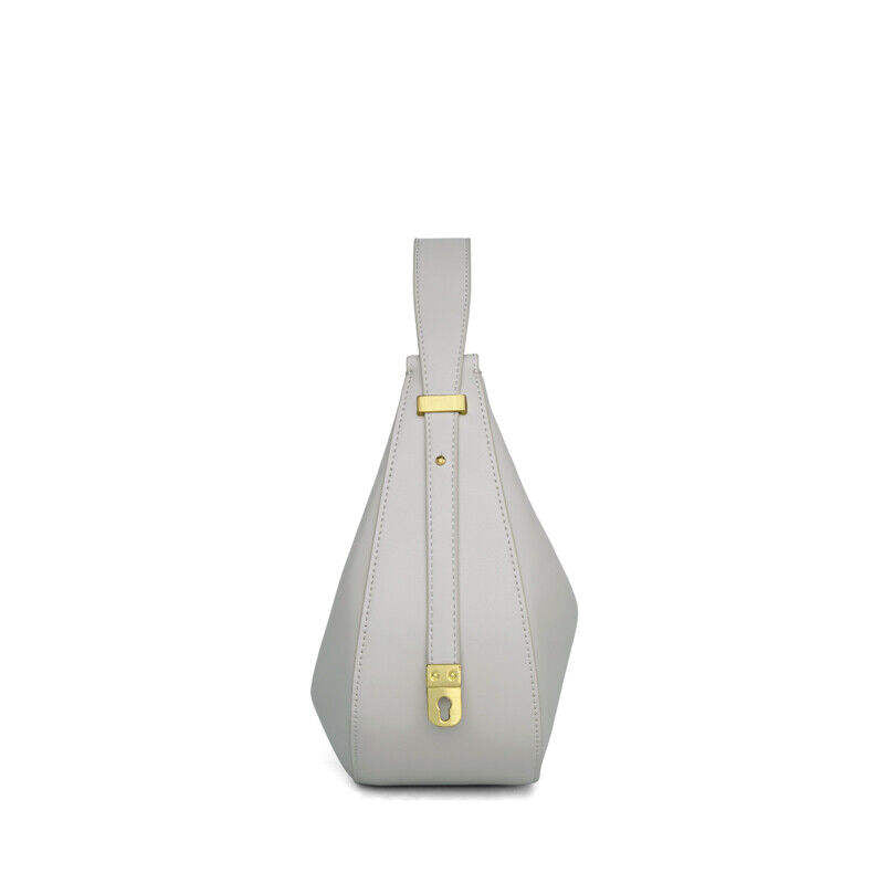 Light Grey Large-Capacity Crescent Hobo Bag