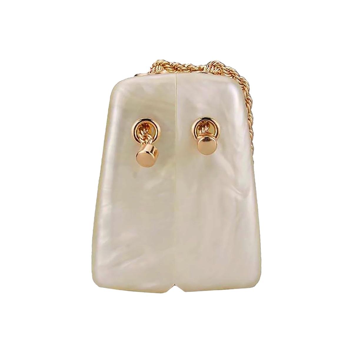 Marble-Patterned Acrylic Evening Clutch Bag