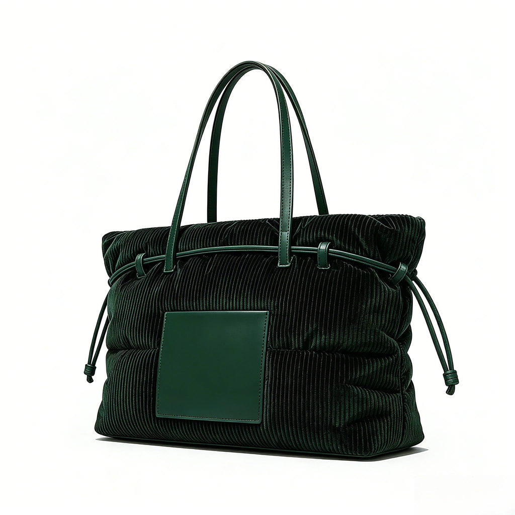Drawstring Corduroy Tote Bag