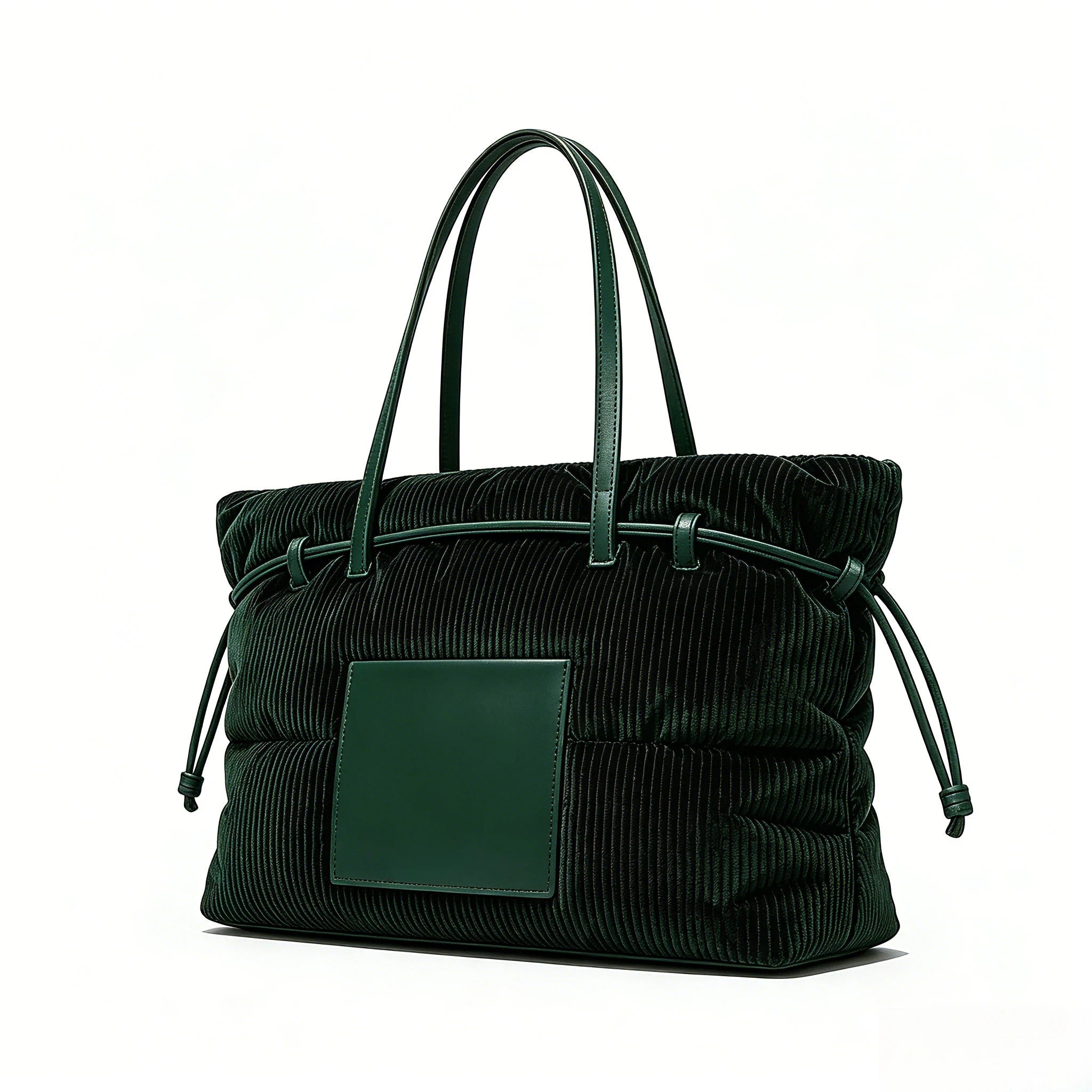 Drawstring Corduroy Tote Bag
