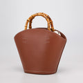Brown Bucket Bag with Bamboo Handle