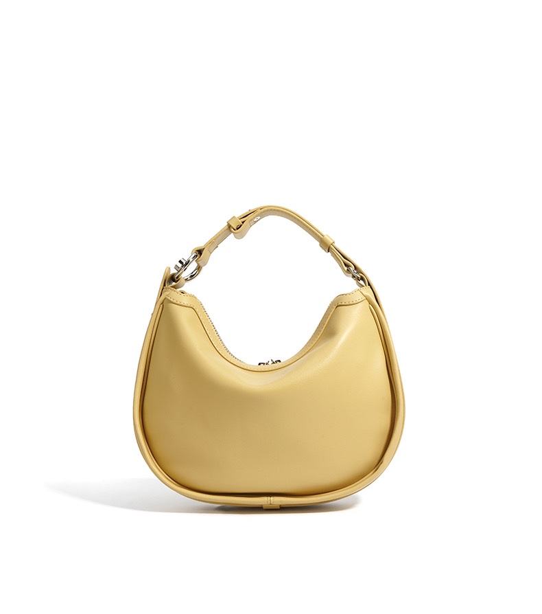 Woven Leather Yellow Crescent Hobo Bag