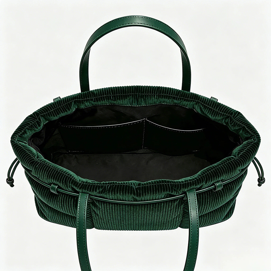 Drawstring Corduroy Tote Bag