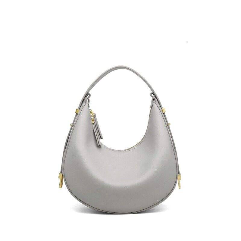 Light Grey Large-Capacity Crescent Hobo Bag