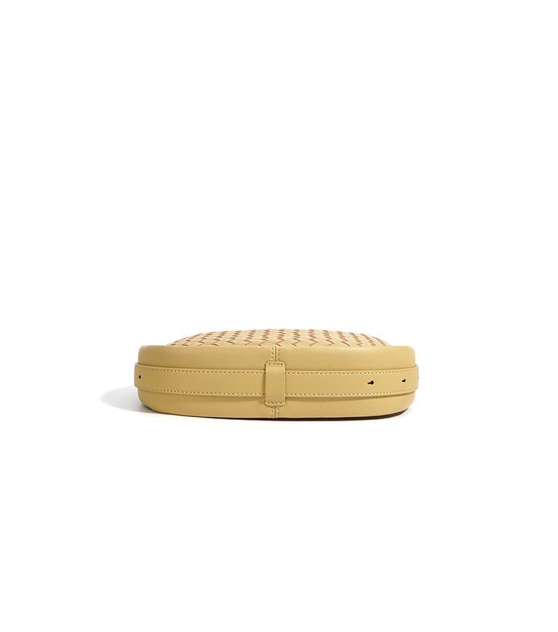 Woven Leather Yellow Crescent Hobo Bag