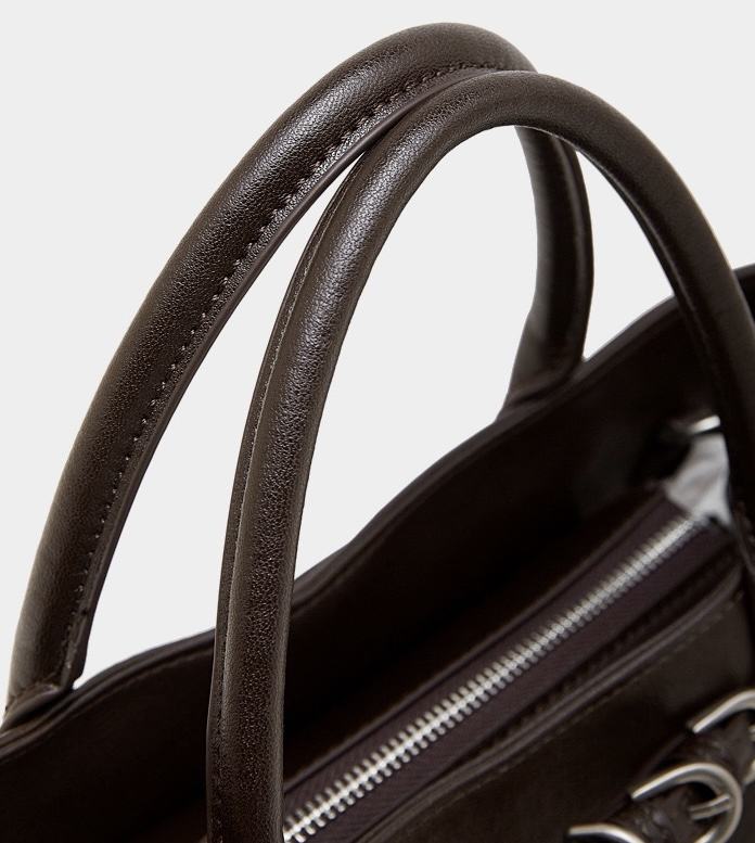 Vintage Belt Buckle Leather Tote Bag