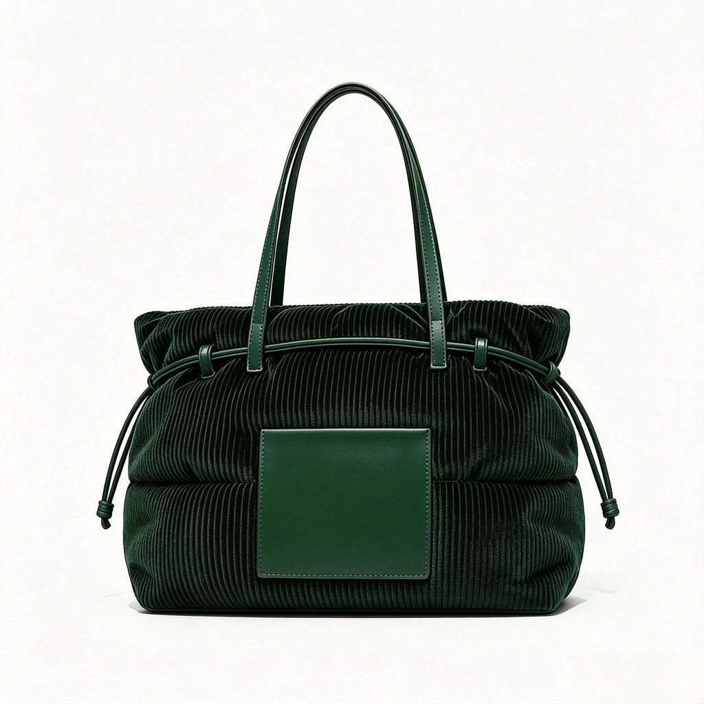 Drawstring Corduroy Tote Bag