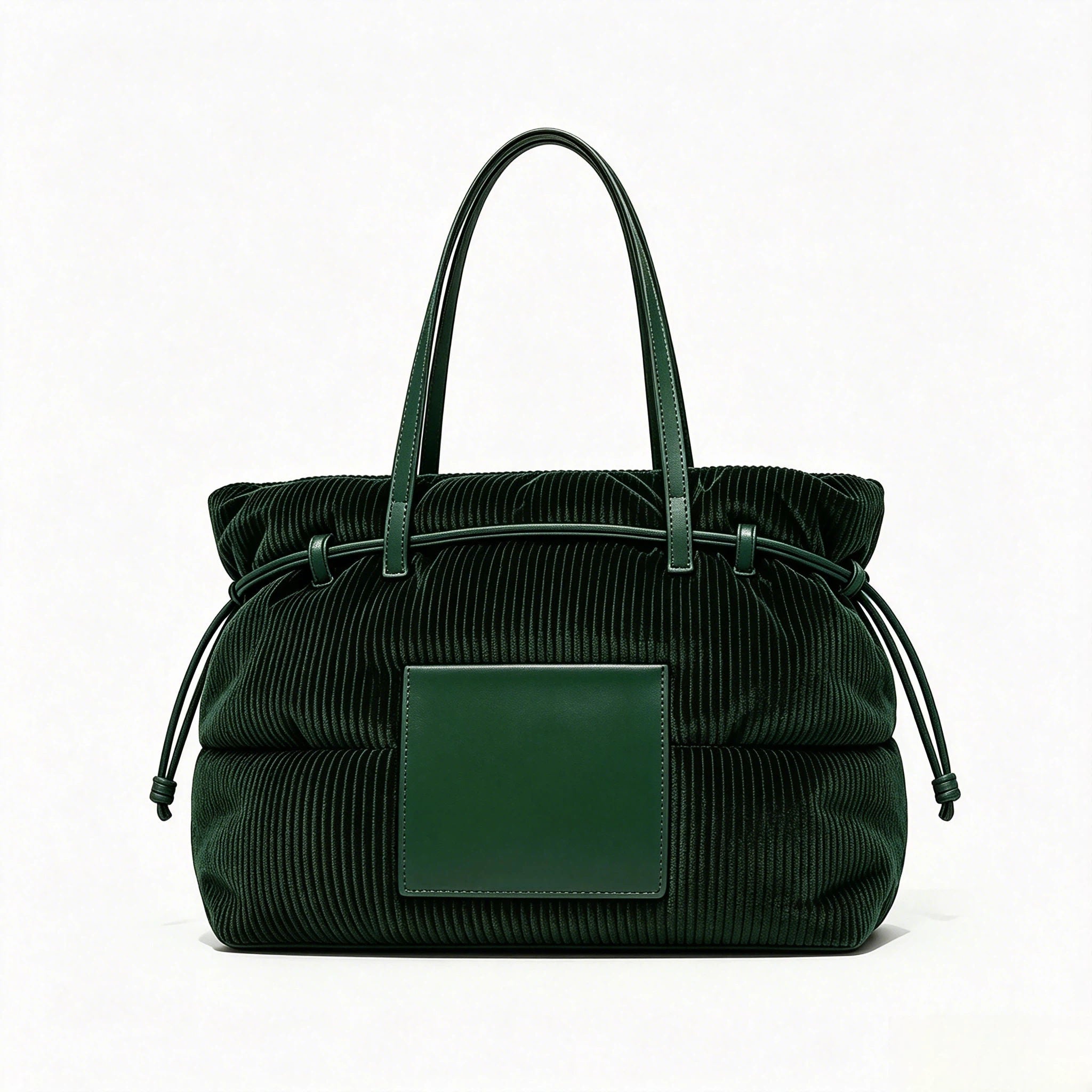 Drawstring Corduroy Tote Bag