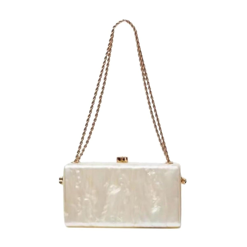 Marble-Patterned Acrylic Evening Clutch Bag