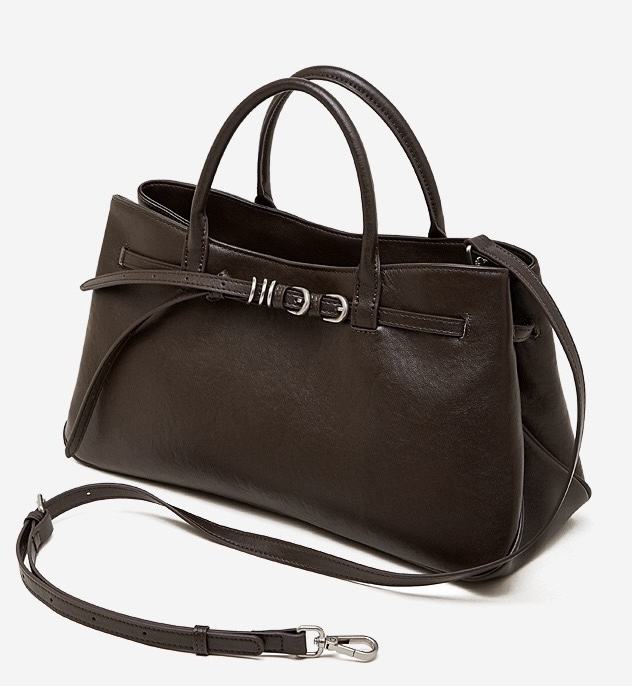 Vintage Belt Buckle Leather Tote Bag