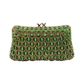Green Crystal Embellished Evening Clutch Bag
