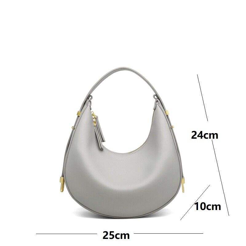Light Grey Large-Capacity Crescent Hobo Bag