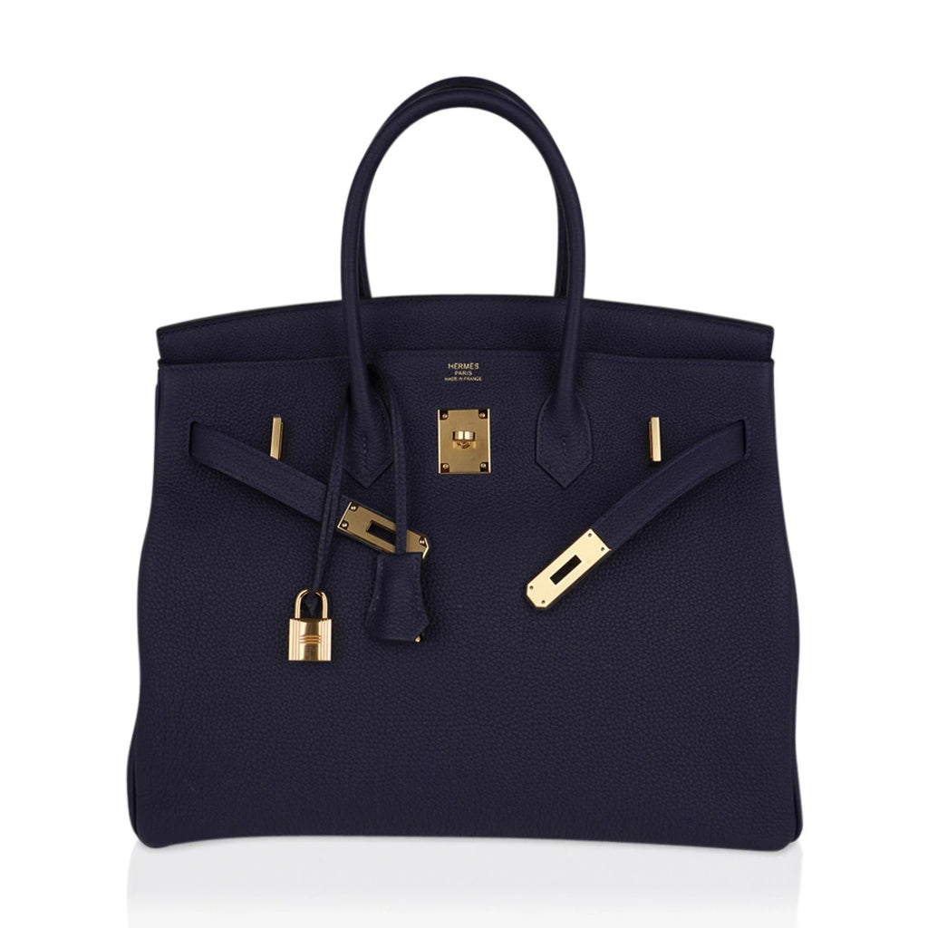 Birkin 35 Bag Blue Nuit Gold Hardware Togo Leather