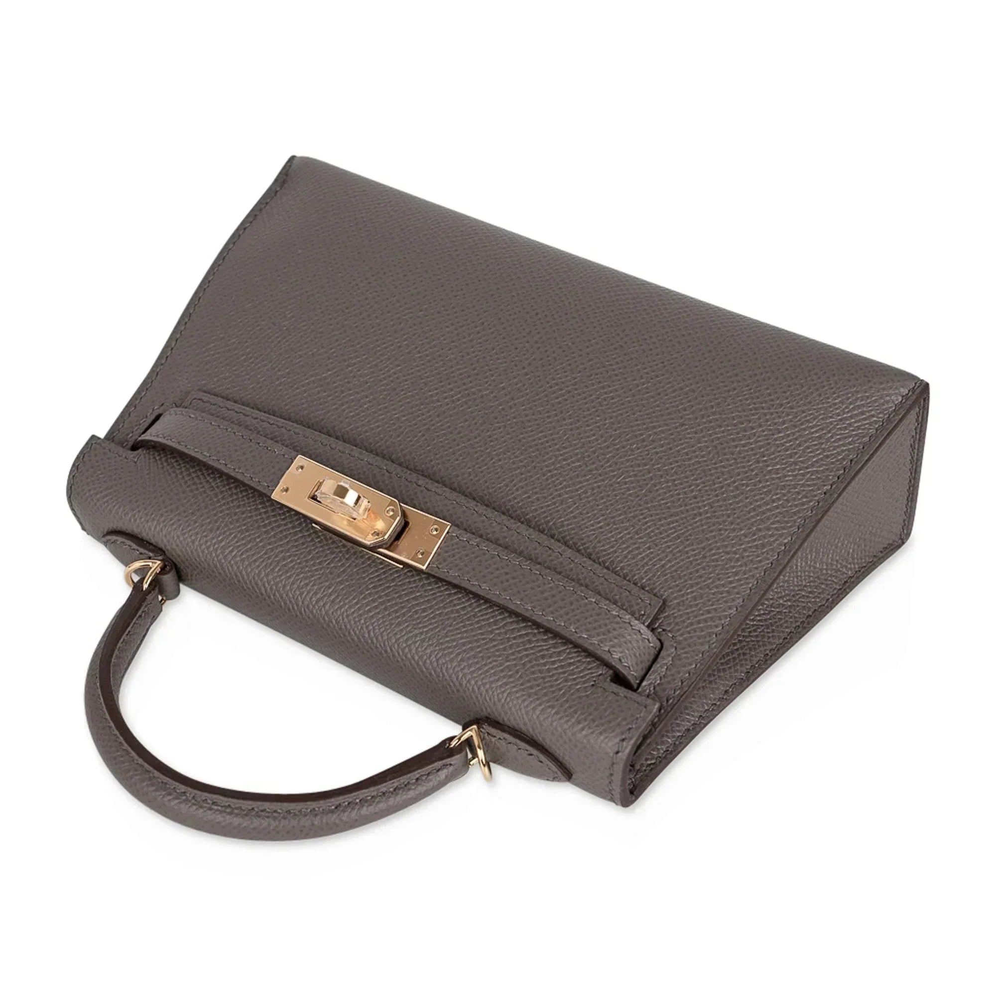 Kelly 20 Mini Sellier Bag Etain Epsom Leather Gold Hardware New w/Box