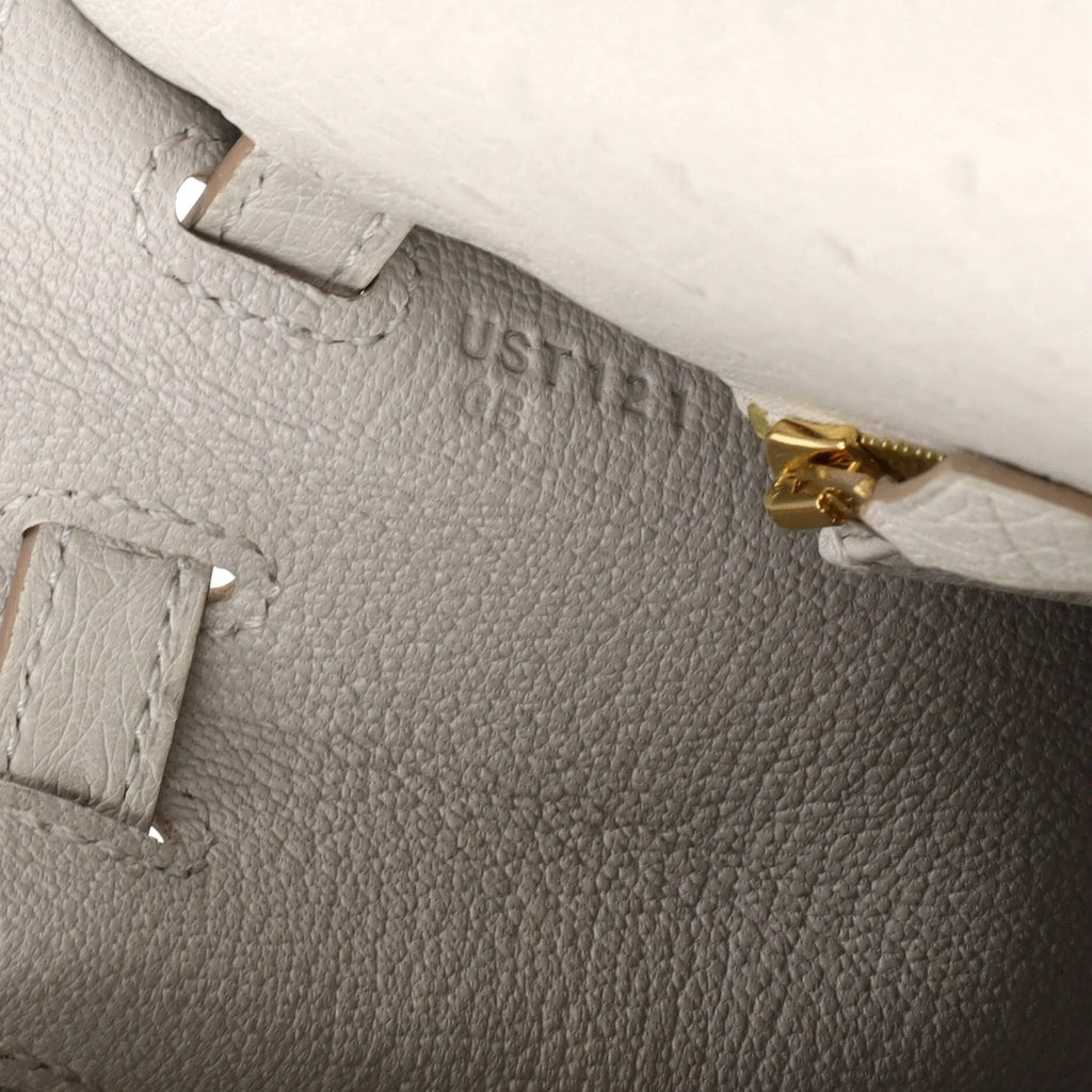 Kelly II Sellier Mini Beton Ostrich Gold Hardware