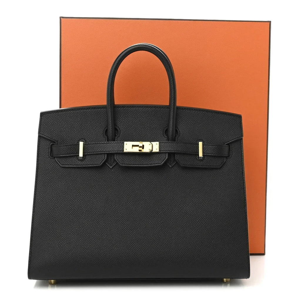 Birkin Sellier 25 Black Epsom Leather Gold Hardware