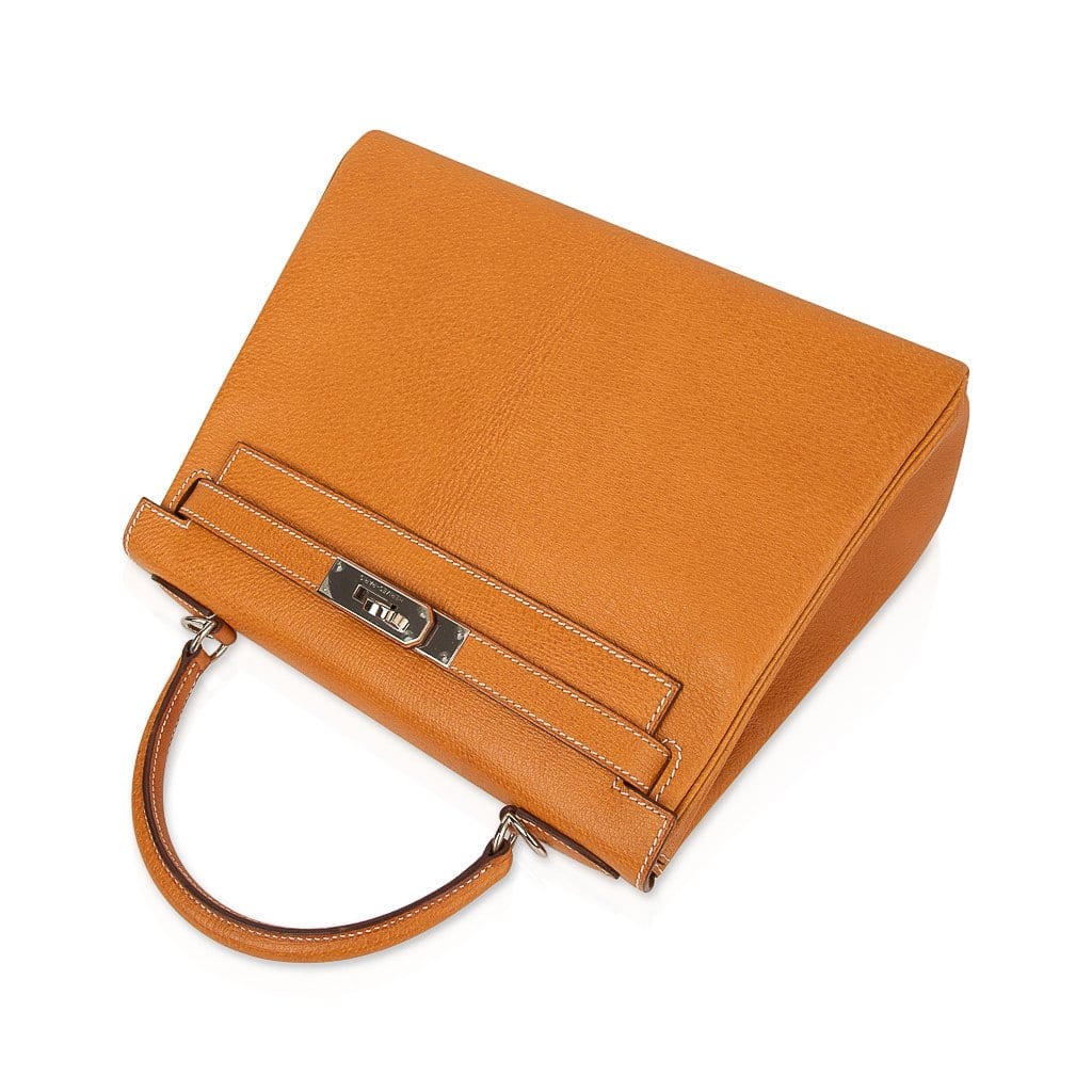 Kelly 28 Bag Gold Peau Porc Leather with Palladium Hardware