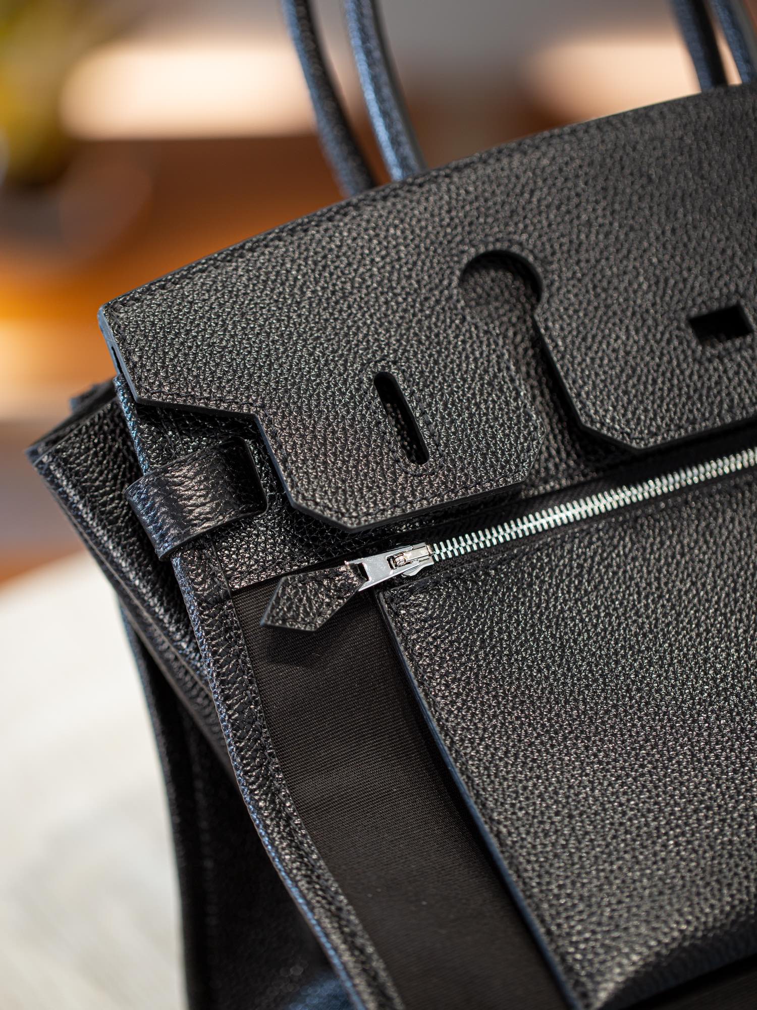 Birkin à l'envers, black canvas & all black colorway