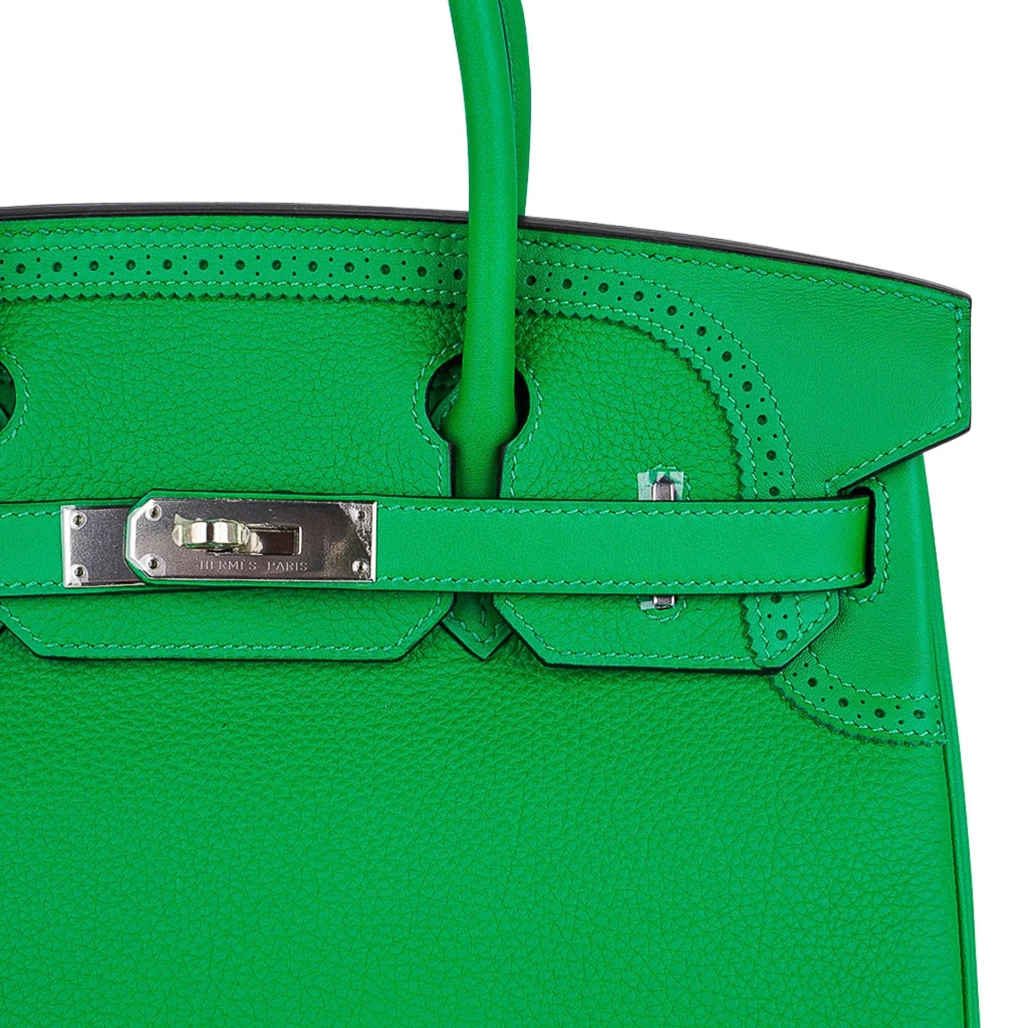 Birkin 30 Ghillies Limited Edition Bag Bamboo Palladium Hardware New w/Box