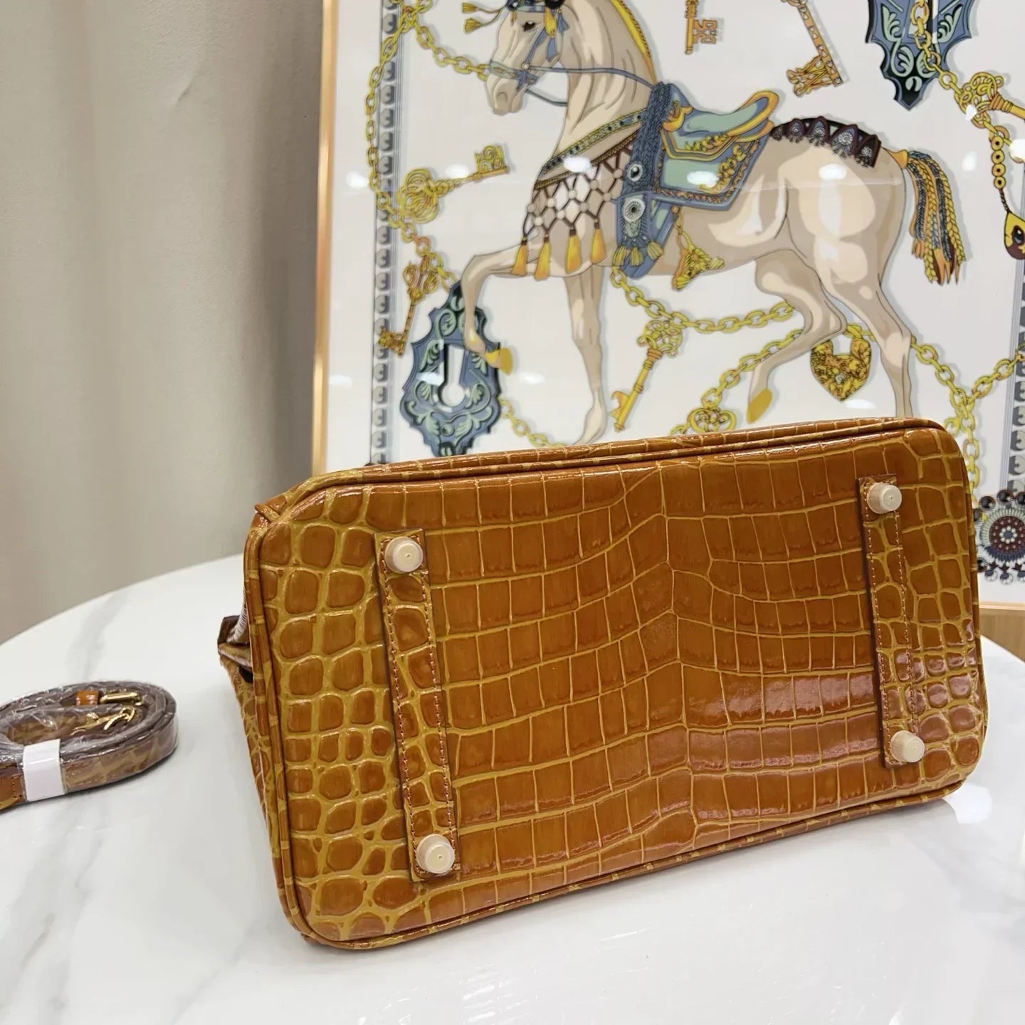 Birkin Shiny Niloticus Crocodile Cowhide Leather Gold Hardware