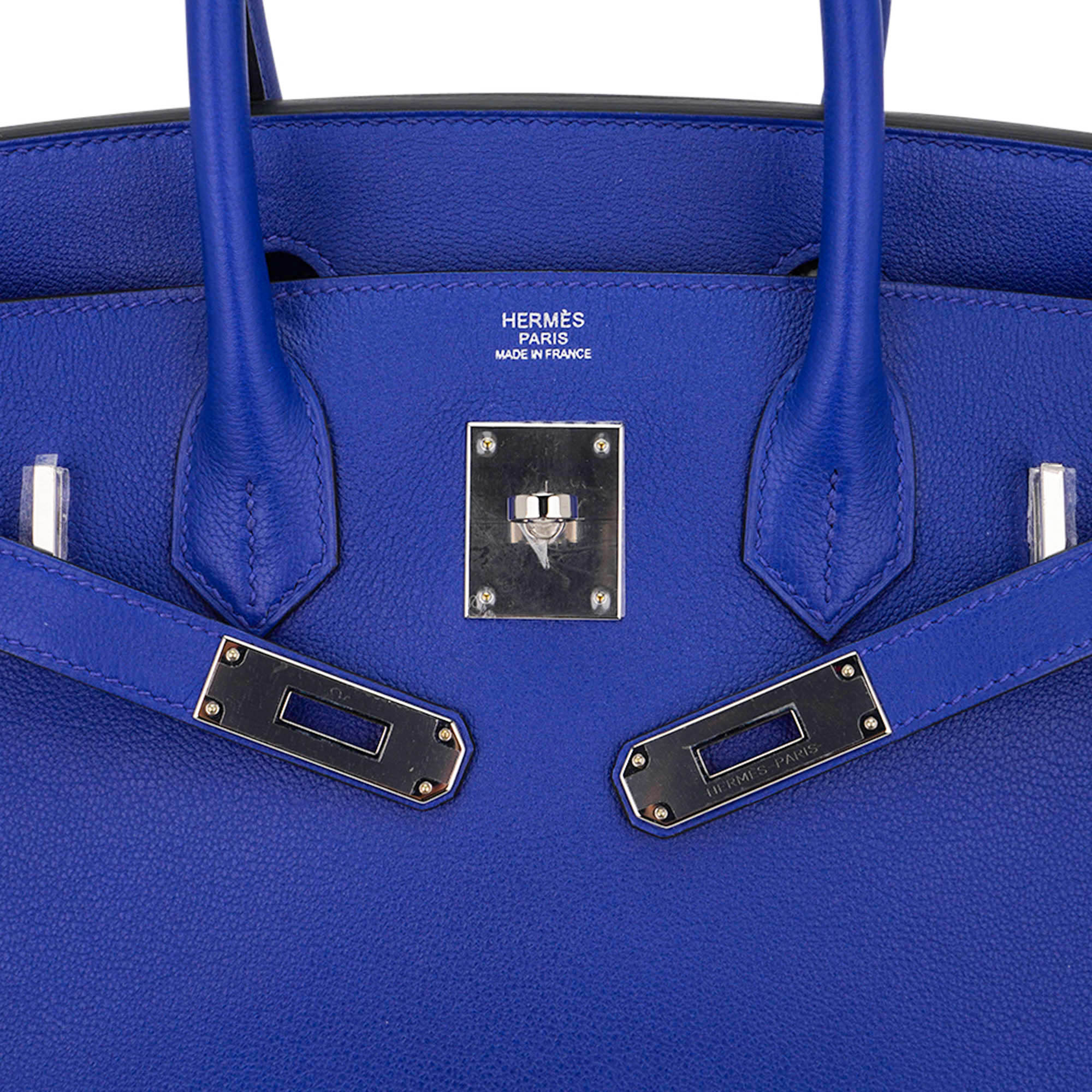 Birkin 30 Bag Blue Electric Novillo Leather with Palladium Hardware