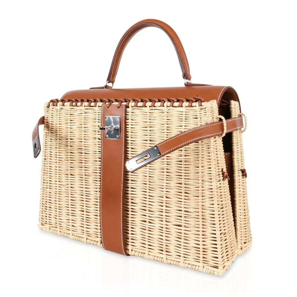 Kelly 35 Bag Picnic Wicker / Osier Palladium Hardware Limited Edition