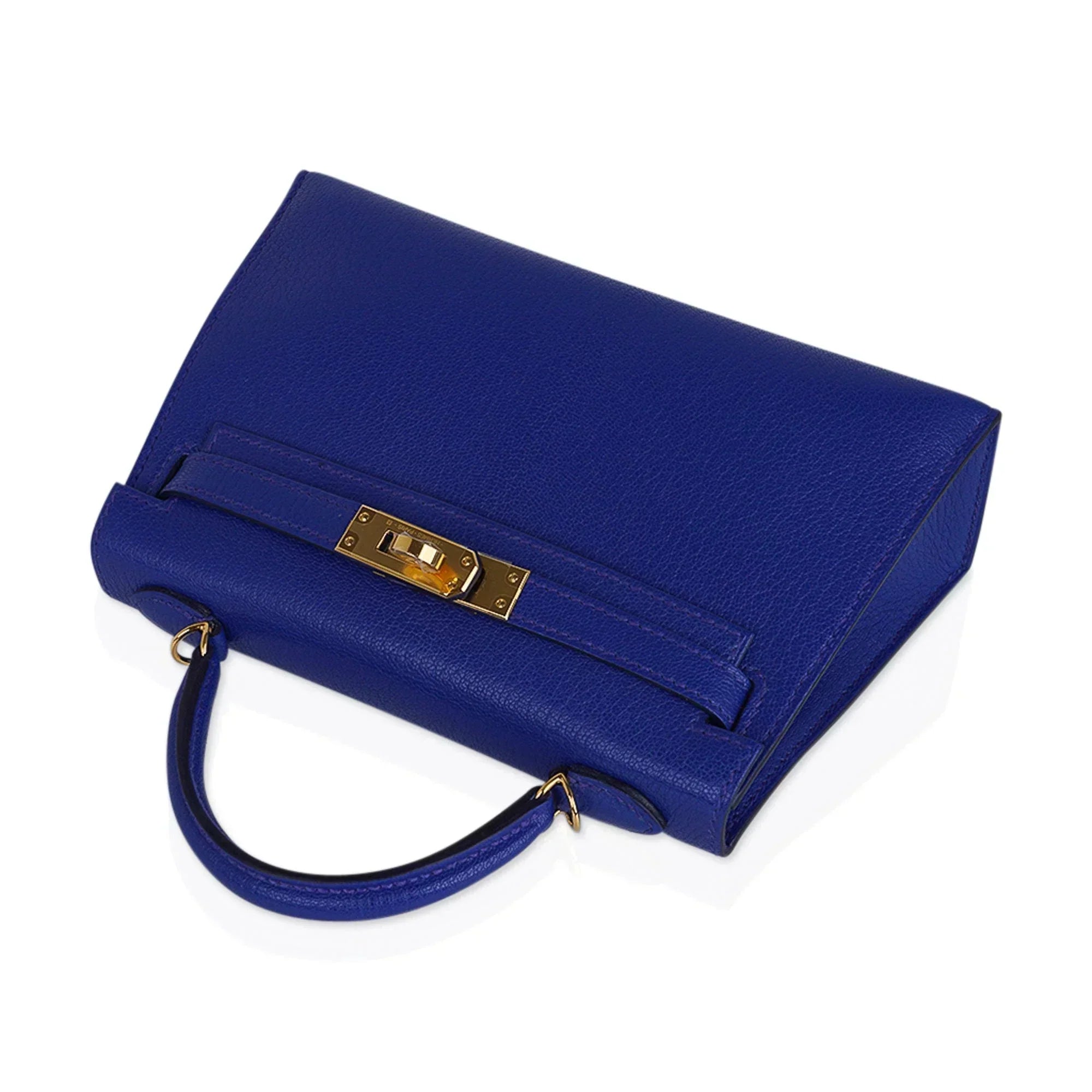 Kelly 20 Mini Sellier Bag Blue de Royal Chevre Leather Gold Hardware