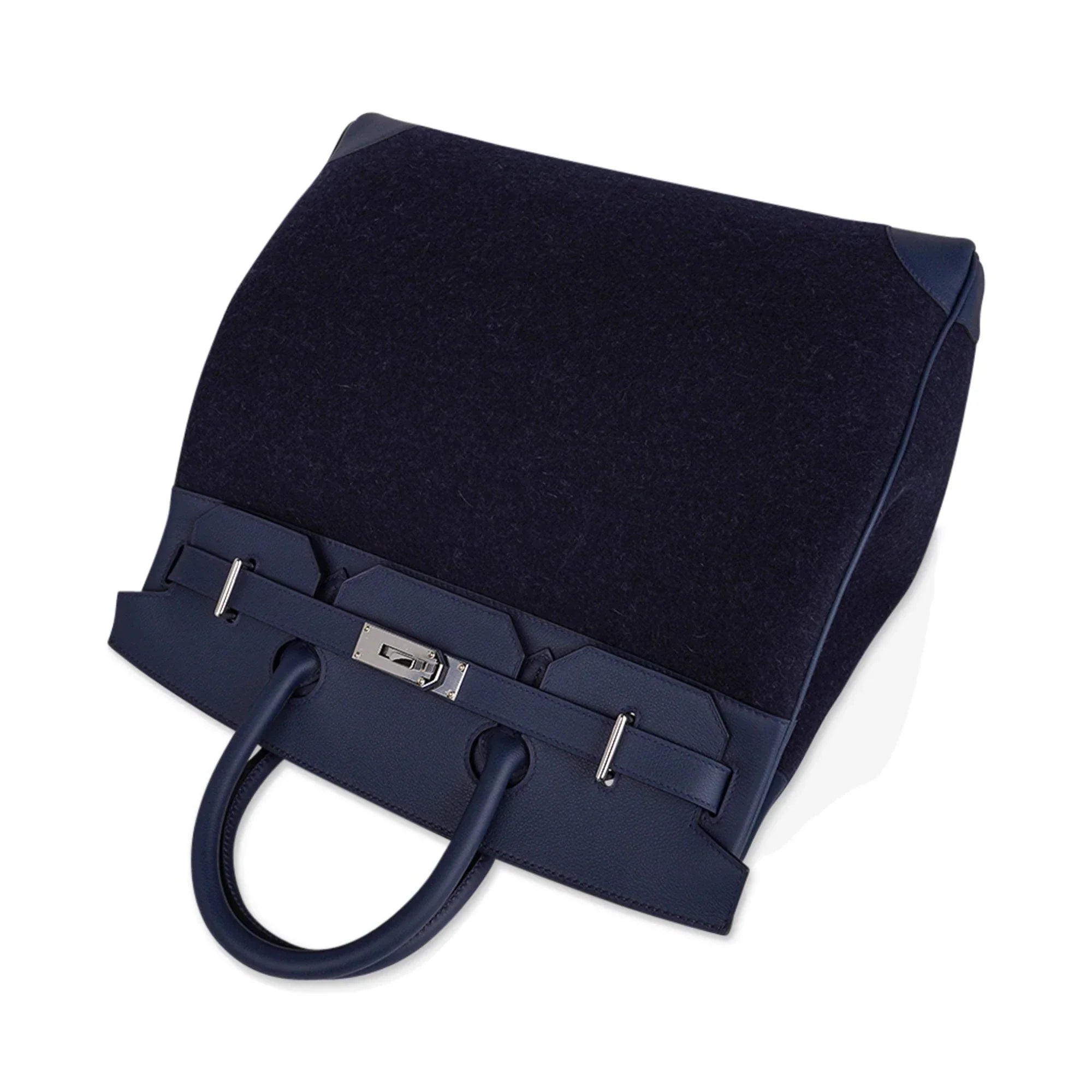 HAC Birkin 40 Bag Blue Nuit Feutre and Blue de Malte Evercolor Leather with Palladium Hardware