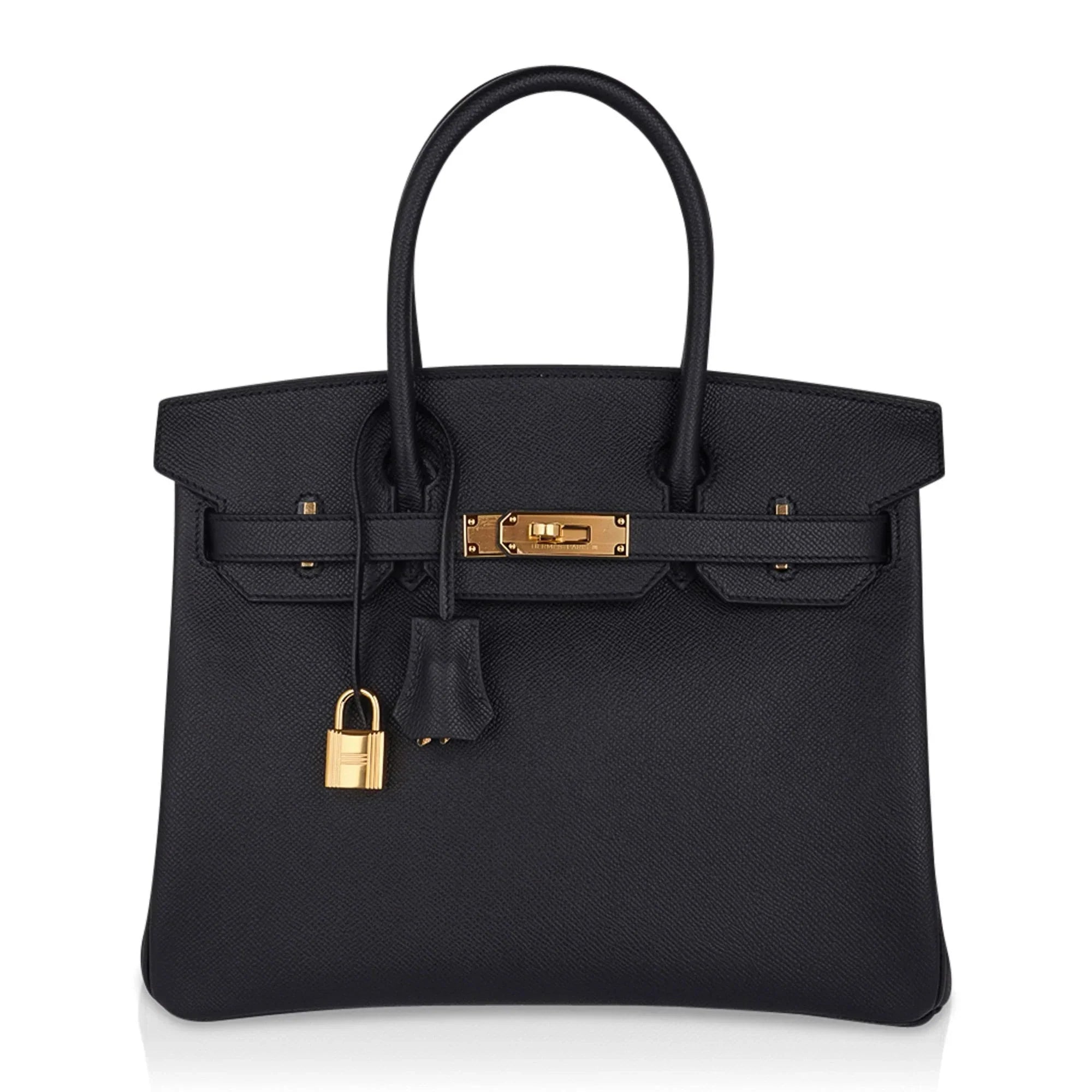 Birkin 30 Bag Black Gold Hardware Epsom Leather New w/ Box
