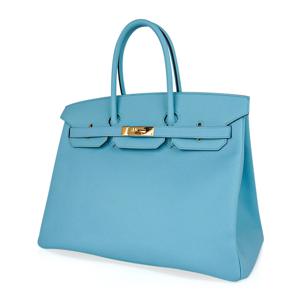 Birkin 35 Bag Blue Atoll Gold Hardware Epsom Leather