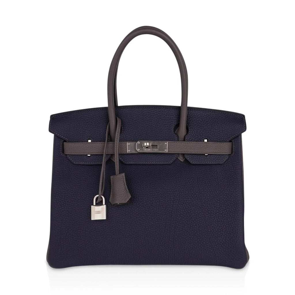 Special Order HSS Birkin 30 Bag Blue Nuit & Etain Togo Leather with Brushed Palladium Hardware