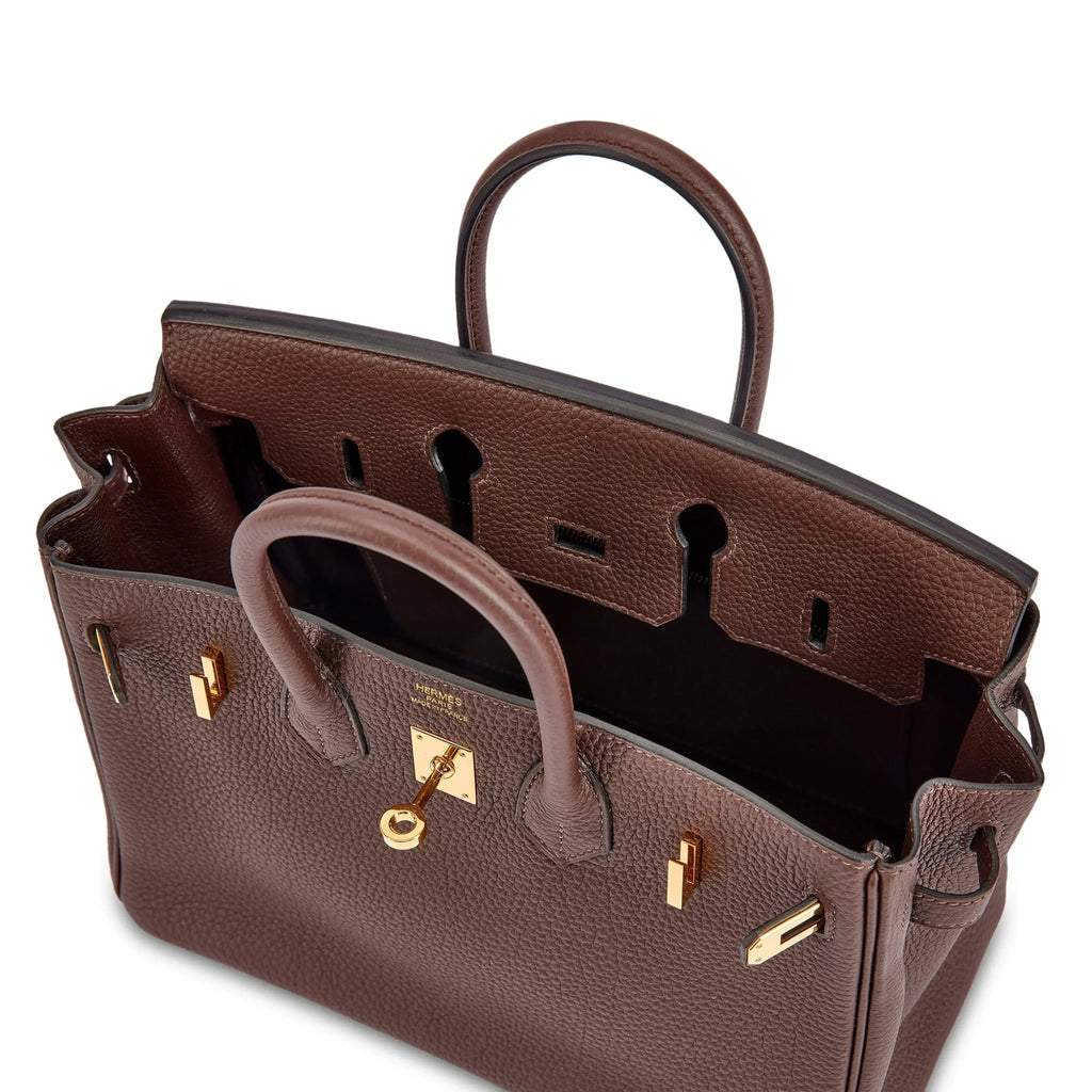Birkin 25 Gold Hardware Chocolat Togo Quilted Epsom Leather Golden Lock