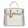 Birkin Style 25/30/35 Retourne in Himalaya Crocodile-Embossed Leather (Gold Hardware)